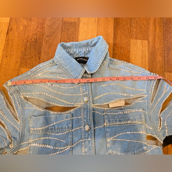 $1,498 NWT Retrofête AVANI EMBELLISHED DENIM SHIRT - Picture 9 of 11